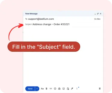 Screenshot showing subject line field